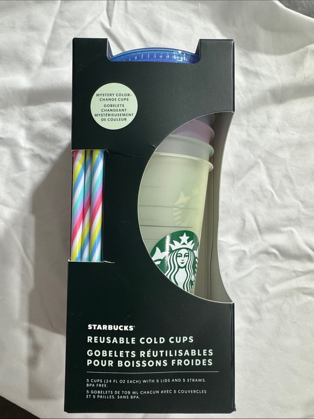 Starbucks Reusable Cold Cups 5pk with lids and 5 straws
